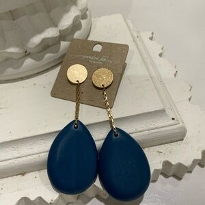 Chic Blue and Gold Drop Earrings